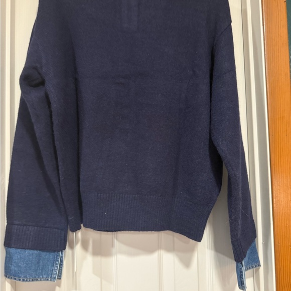 Commense Navy Blue and Denim Crew Neck Sweater - Picture 8 of 10